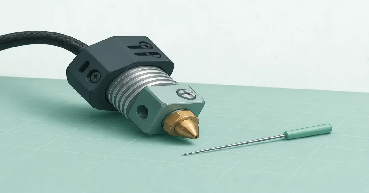 PENDING parent hero - heated nozzle with cleaning pin on a maker desk
